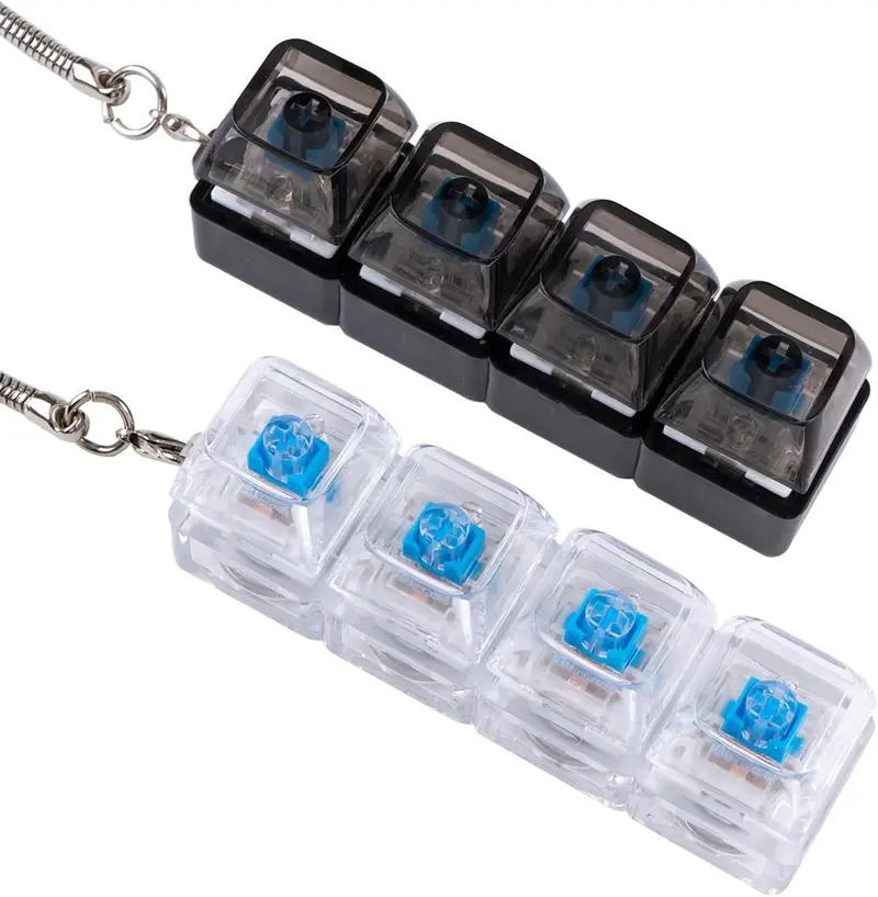 Keyboard Fidget Toy for Adults, Clicker Keyboard with LED Light, Loud & Silent Keyboard Fidget Keychain Adults Fun Keycap Keyboard Keychain for Anxiety Stress Relief