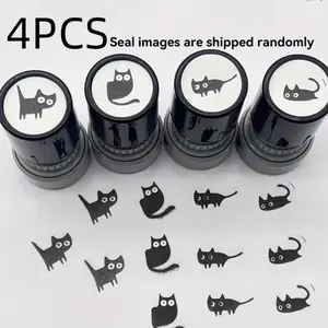 Cute Cat Stamp Set with 4 Unique Poses, Playful Eye Design, Durable Plastic Teacher Reward Stamp for School Supplies and Crafting, Office Supplies