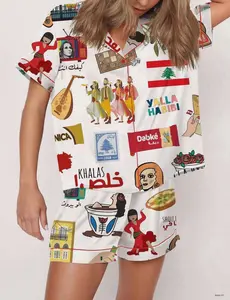 Lebanese Satin Pajama Set: Women s Soft & Breathable Summer Sleepwear