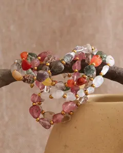 B127- New,Stainless Steel Handmade Beads Moonstone Bracelet!