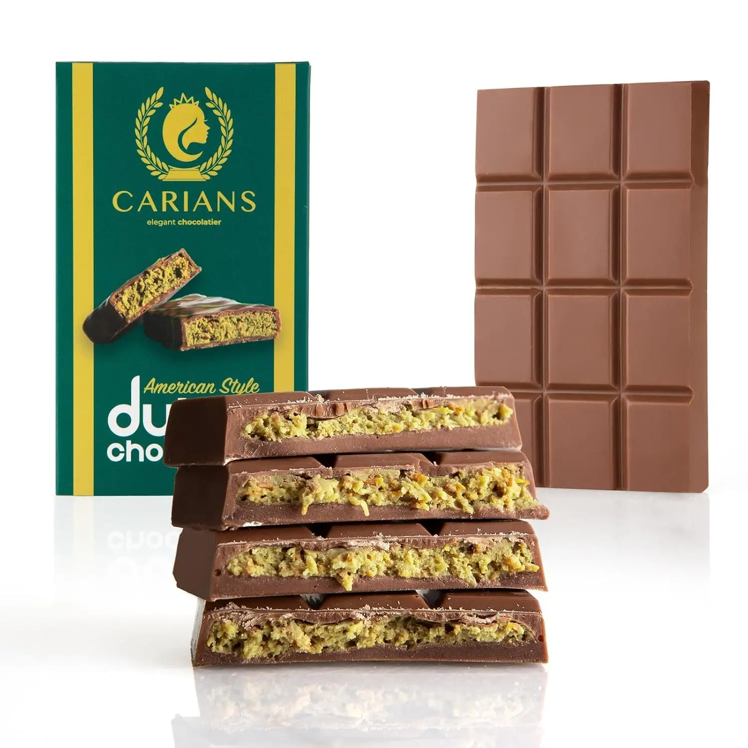 CARIANS Pistachio Kunafa Dubai Chocolate | Luxury Assorted Chocolate Bars | Individually Wrapped Treat