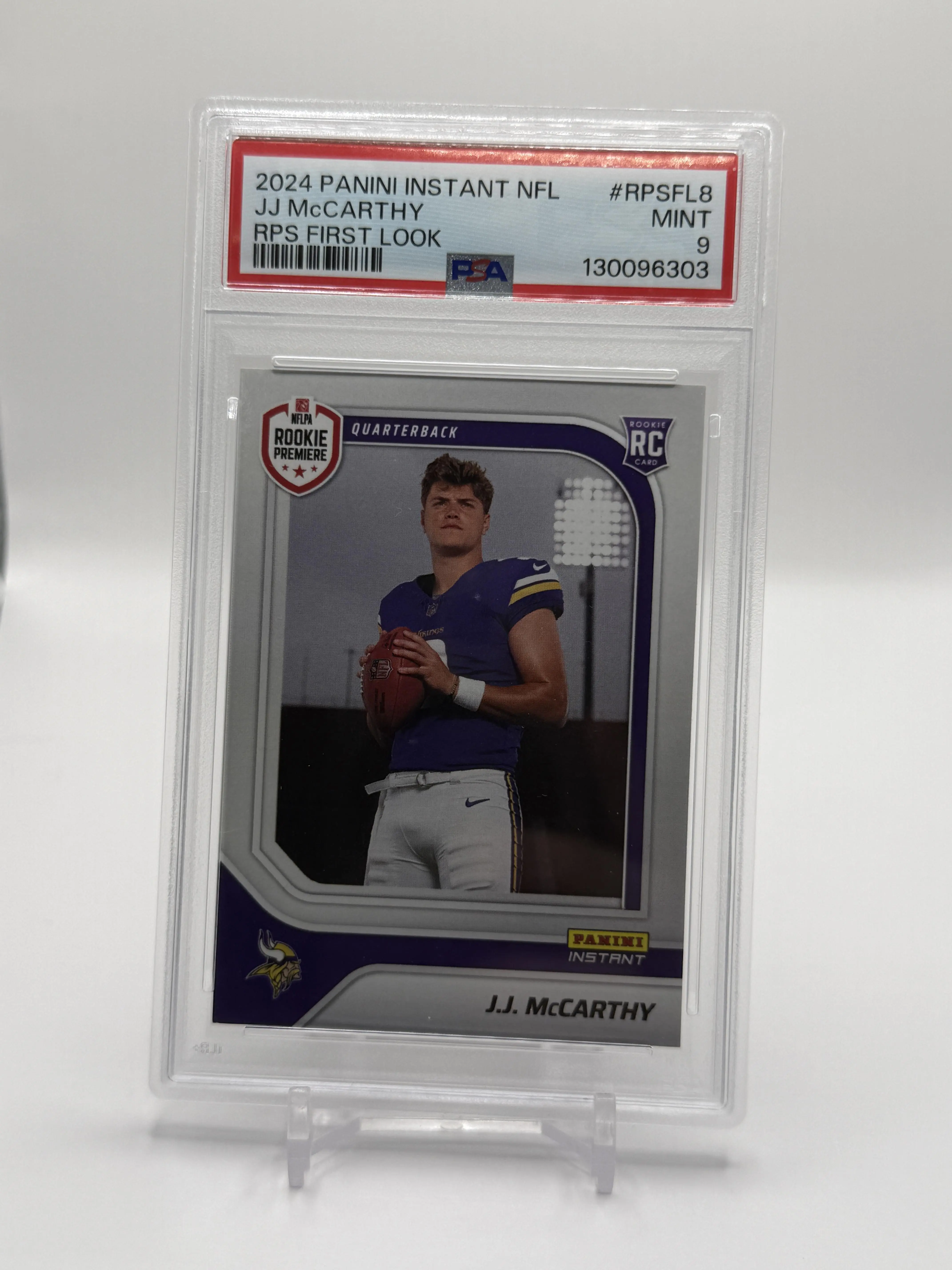2024 Panini Instant NFL J.J. McCarthy #RPSFL8 RPS First Look RC #1/3455 PSA 9 Football