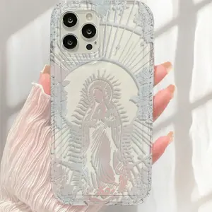 Transparent Virgin Mary Tpu Shockproof Phone Case, Fits Apple & Samsung Models, Perfect Gift for Women, Girls, Boyfriends