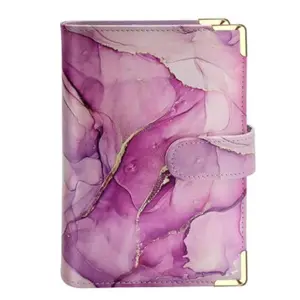 Marble A6 Refillable Leather Budget Binder Personal Planner Cover With Buckle Closure