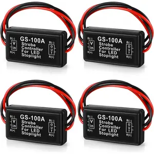 4 Pieces Brake Light Flasher Strobe Tail Light LED Module Flash Strobe Controller for Motorcycles Cars Trucks 12-30 V