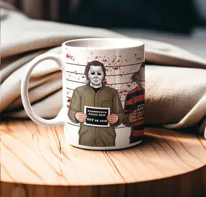 [Sale off up to 50%] Horror Mushot Mug, Slasher Villains, Funny Halloween Cup, Jason Michael Myers Freddy Chucky, Horror Killers, Halloween Coffee Mugs Ceramic