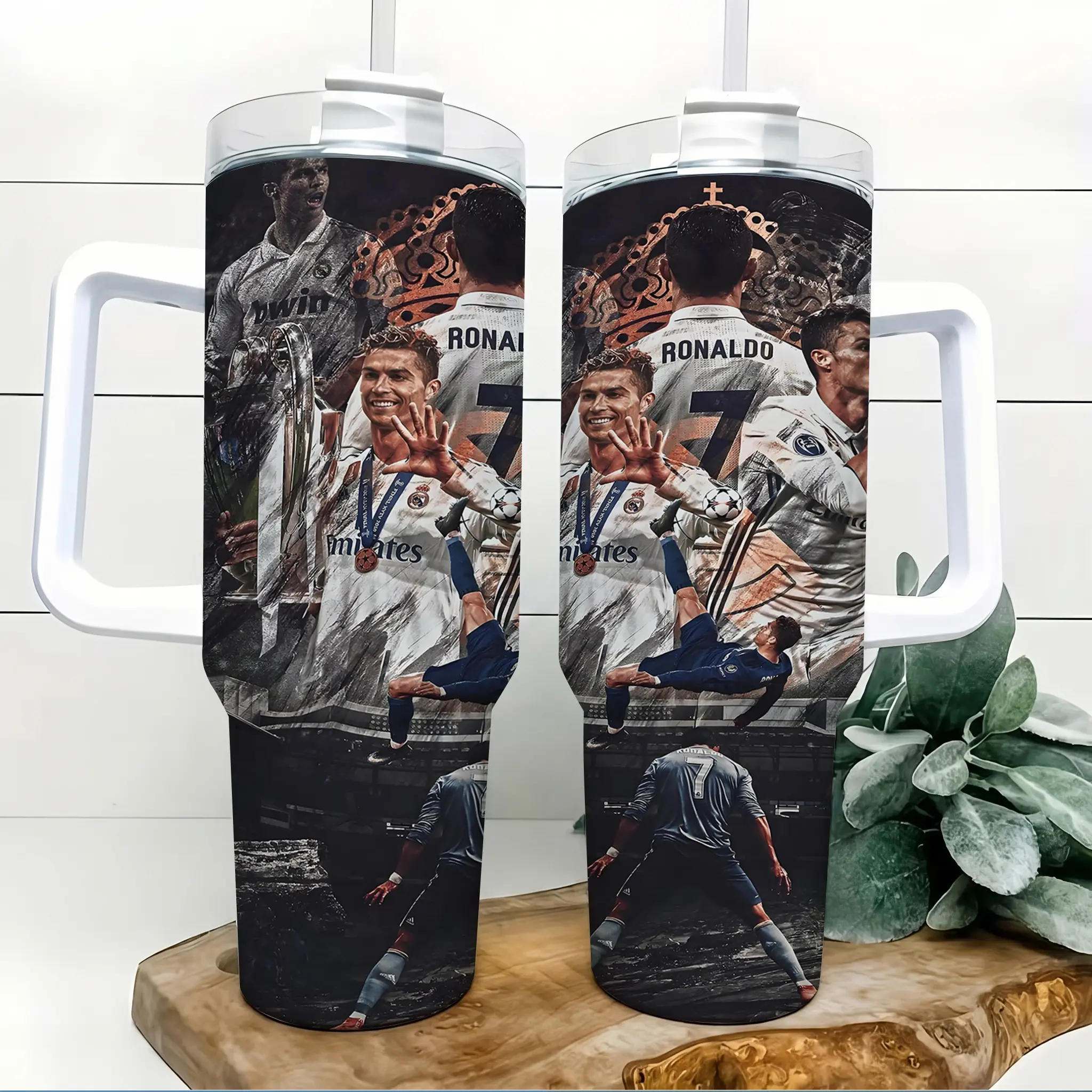 40oz Heat-Resistant Stainless Steel Soccer Legend Number 7 Career Moments Tumbler - Portable Wide Mouth Flask with Handle, Straw, Football Champion Collage, Drink Car Cup Gift for Sports Fans Collectors