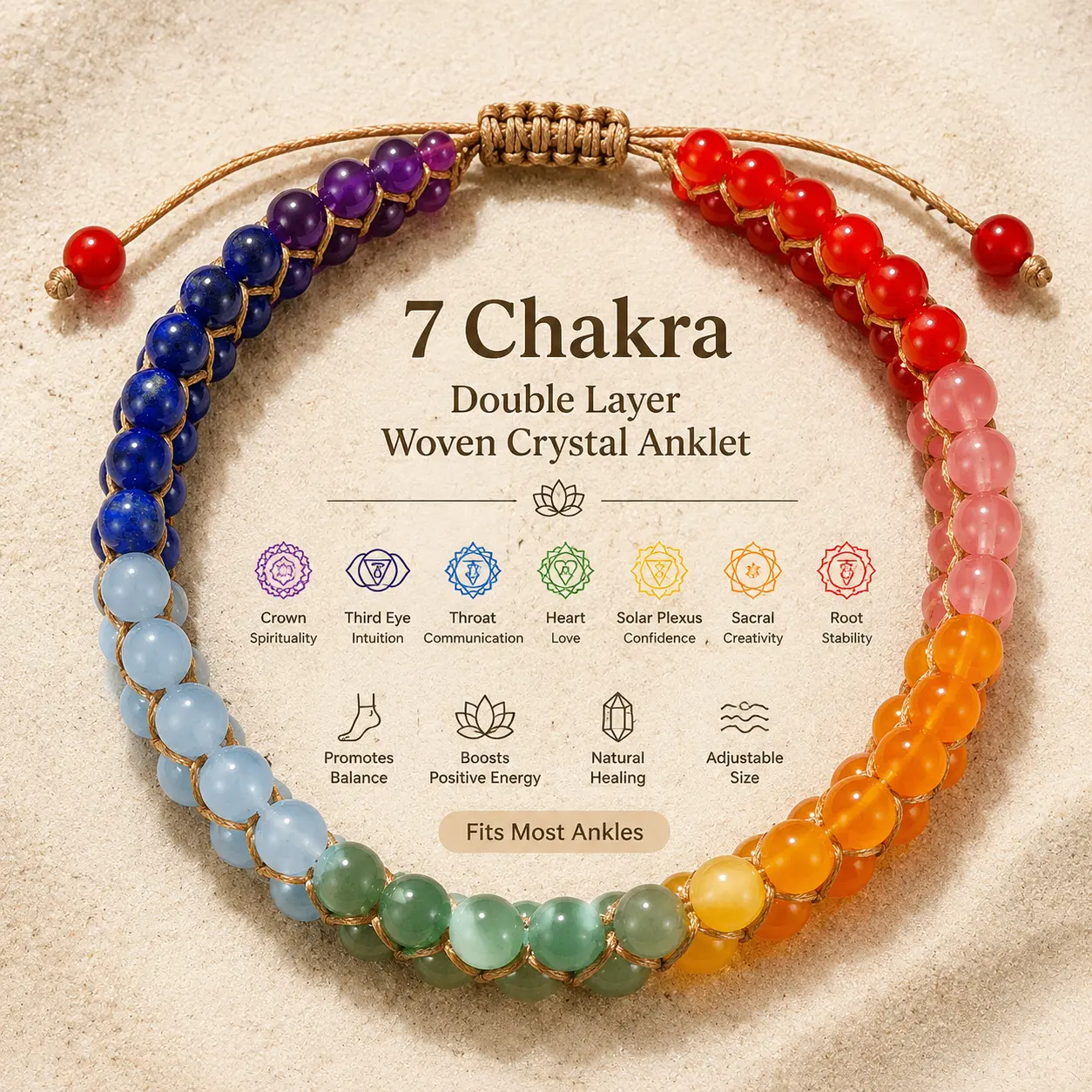 Double Layer Handwoven Crystal Beaded Bracelet, Balancing Stone for Calm, Clarity and Positive Energy, Boho Daily Wear Yoga Gift, 8mm Unisex