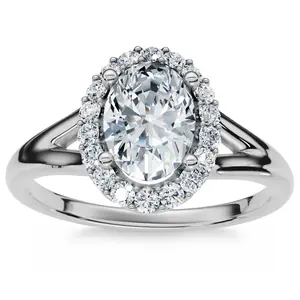 1 1/5Ct Oval Diamond Halo Engagement Ring 14k Gold Lab Grown 1 1/5Ct Oval Diamond Halo Engagement Ring 14k Gold Lab Grown
