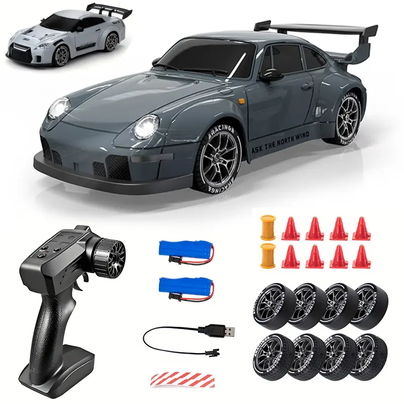 1:24 Scale High-Speed Remote Control Drift Car with Lights, Realistic Design, 2.4Ghz Remote control Racing Car, Birthday Gifts, with Drifting Wheels and 2 Rechargeable Batteries, Drift Rc Car, Remote Controlled Car