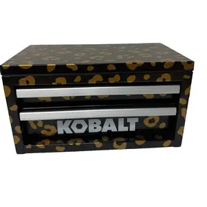 KOBALT Cheetah Print Jewelry Toolbox with Two Drawers for Organized Storage Soft Fabric Interior Divided Compartments 11x6x6 Inches