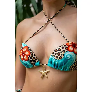 SaltVelvet Womens Animal Print Bikini Set with Floral & Metallic Star Decor, Sexy Spaghetti Strap 2 Piece Swimwear for Spring Break Beach Vacation, Trendy Summer Bathing Suit for Resort Wear 2026