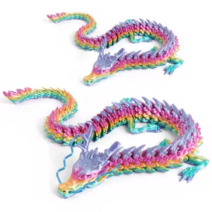 2Pcs 3D Printed Full Articulated Dragon Model Movable Dragon Ornament for Decor