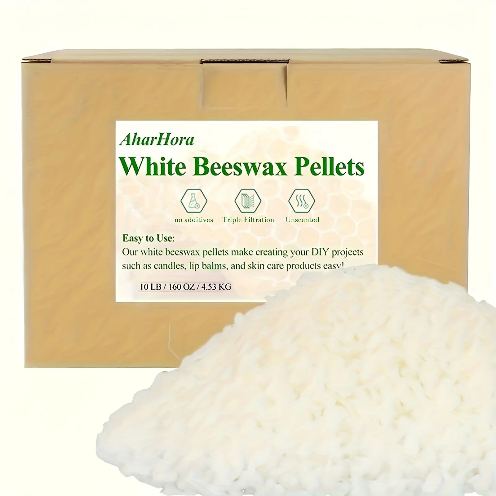 10LB White Beeswax Wax Handmade Raw Materials, High-quality Beeswax Wax Scented Candle Wax, Make Candles, Cup Wax, Scented Candles And Wax, Suitable For Adults, Beginners And Teenagers, For Thanksgiving Christmas Decorations Christmas Valentine'S Da