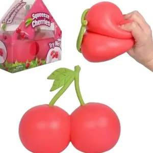 Giant Sweet Cherry Stress Relieving Tool, 5.5-Inch Soft Fruit, Squeezable Stress Ball Toy,Tactile Sensory Toy, Desktop Accessory