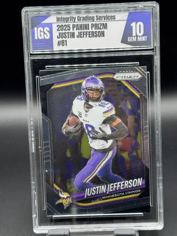 2025 Panini Prizm NFL Football Card Justin Jefferson Vikings #81 Graded GEM MINT 10