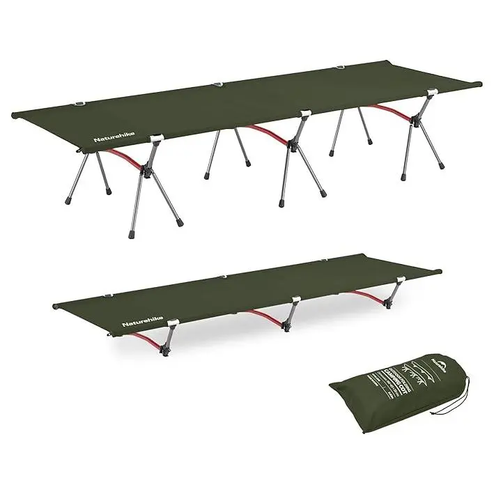 Naturehike ArmyWild Folding Camping Cot,Ultralight Backpacking Bed with Adjustable Height,Portable&Durable Aluminum Frame for Camping,Hiking&Home Outdoorfun Hiking Essentials