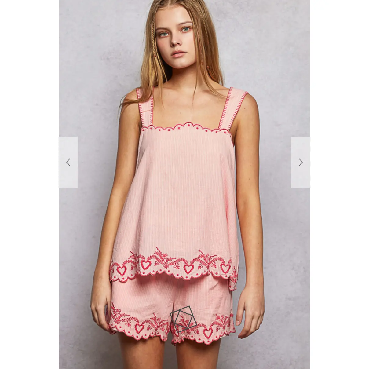PINK EMBROIDERED SET TOP AND BOTTOM (FINAL SALE)