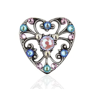 Anne Koplik Multi-Pastel Lace Heart Crystal Pin