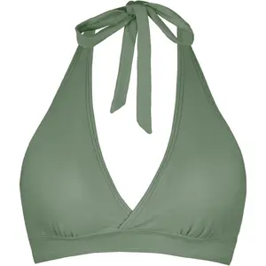 Women's Supportive Halter Bikini Padded Push Up Ruched Bust Hook Back Swimsuit Bathing Suit Tops Only