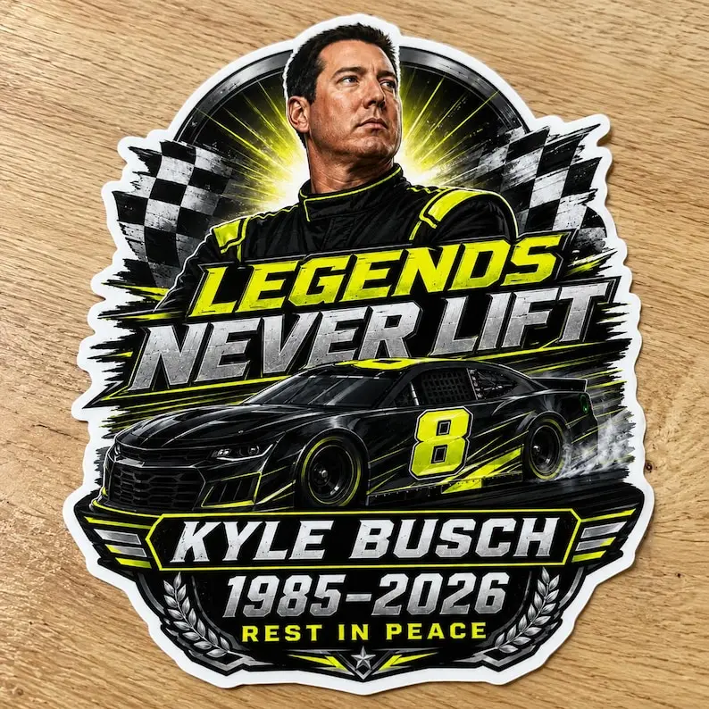 Legends Never Liet Sticker, Kyle Busch Racing Car Decal,  1985 - 2026 Sport Sticker,  Vinyl Sticker for Laptops, Cars, and Water Bottles Car Decal