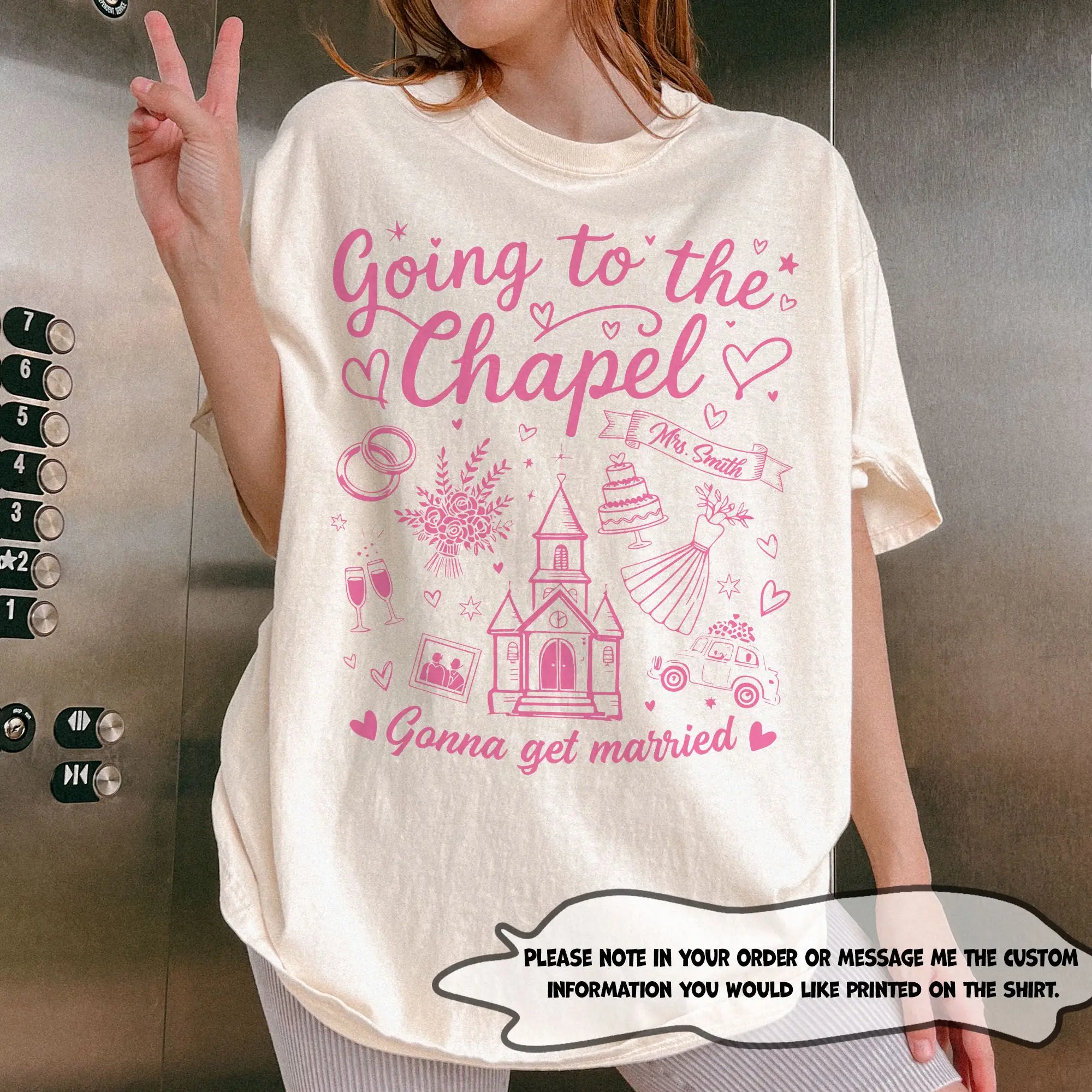 Going to the Chapel Personalized Bridal Shirt, Wedding Day of Bride Hoodie, Gift for Newly Engaged Custom Coquette Future Mrs. Crewneck