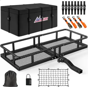 Nilight Folding Car Roof Rack Carrier, 60x24x7.87in, 2-Inch Receiver Fit, 500Lbs Capacity with Soft Waterproof Bag, Net, Ratchet Straps, Universal Automotive-Car-Vehicle Accessories for SUVs, Pickups, Universal Automotive Accessories