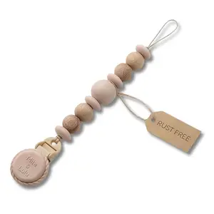 Silicone Pacifier Clip – Metal-Free Design, Lightweight Pacifier Holder for Everyday Use – Beige -
