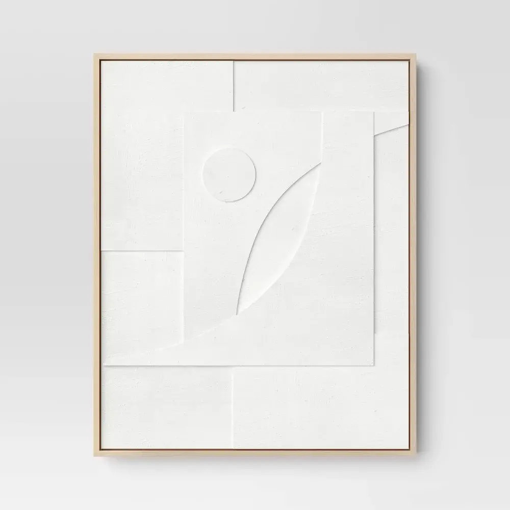 24" x 30" Dimensional II 3D Framed Wall Sculpture with Sand texture - Threshold: Modern Canvas Art Polystyrene Frame