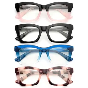 [Anti Blue Light Glasses] 4 Pairs Anti Blue Light Reading Glasses | Oprah Style Unisex Presbyterian Glasses Block Blue Light Chunky Frame Anti Blue Light Glasses Hundreds Of Fashionable Eyewear Memorial Day Holiday Party Gift