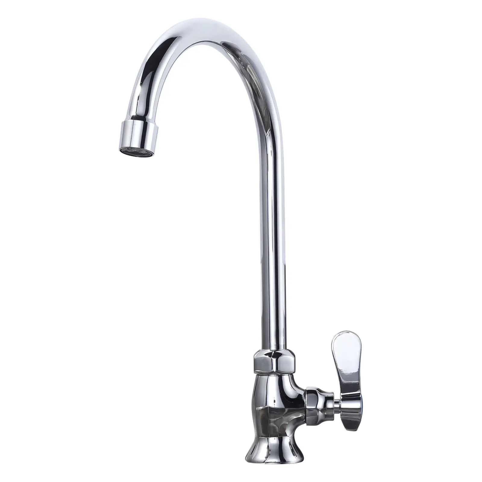 Single Hole Cold Water Faucet: Brass Utility Outdoor Sink Faucet - Commercial Bar Water Faucet for Kitchen Farmhouse Laundry RV Bar - Chrome, Commercial Kitchen Faucets