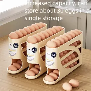 Food Grade Rolling Slide Egg Storage For Fridge Side Door Fresh Keeping Stackable Fridge Organizer