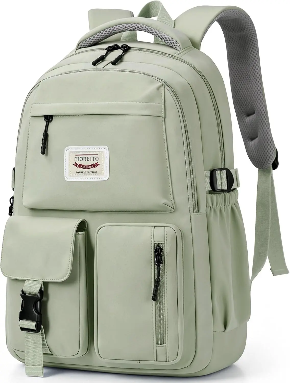 FIORETTO School Backpack for Teen Girls & Women with Compartment, Lightweight School Bag Bookbag with Multiple Pockets, Ideal for Middle High School, College, Travel, Green 25L Gift