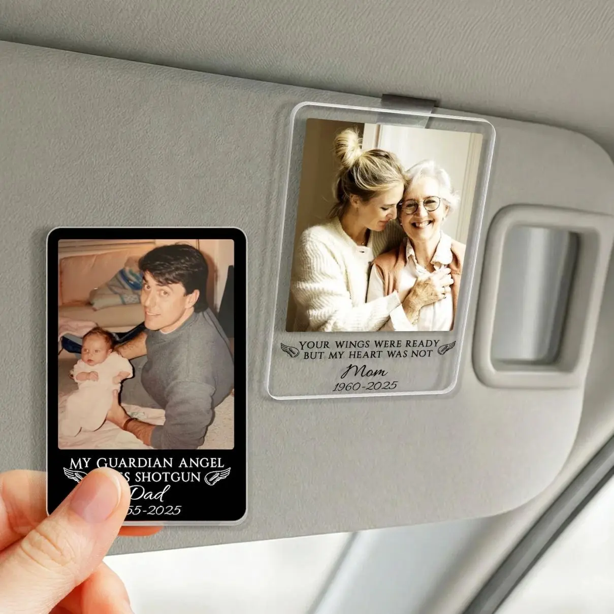 Personalized Memorial Photo Car Visor Clip: Loss Of Mom Gift, Guardian Angel Keepsake Gift, Sympathy Gift For Loss Of Loved Ones
