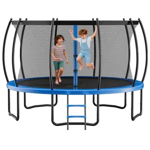 Outdoor 15FT Recreational Trampoline With Enclosure Net And Thickened Pad, ASTM Approved, 470 Lbs Weight Capacity, Rust-Resistant Backyard Trampoline For Kids And Adults, Durable Steel Frame, Easy Assembly