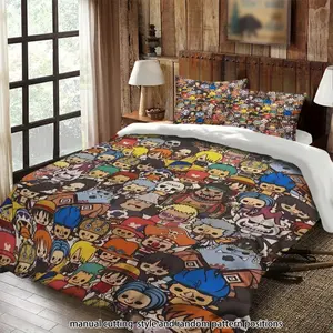 One Piece character pattern 3-piece comforter set, bedding set, suitable as a gift.
