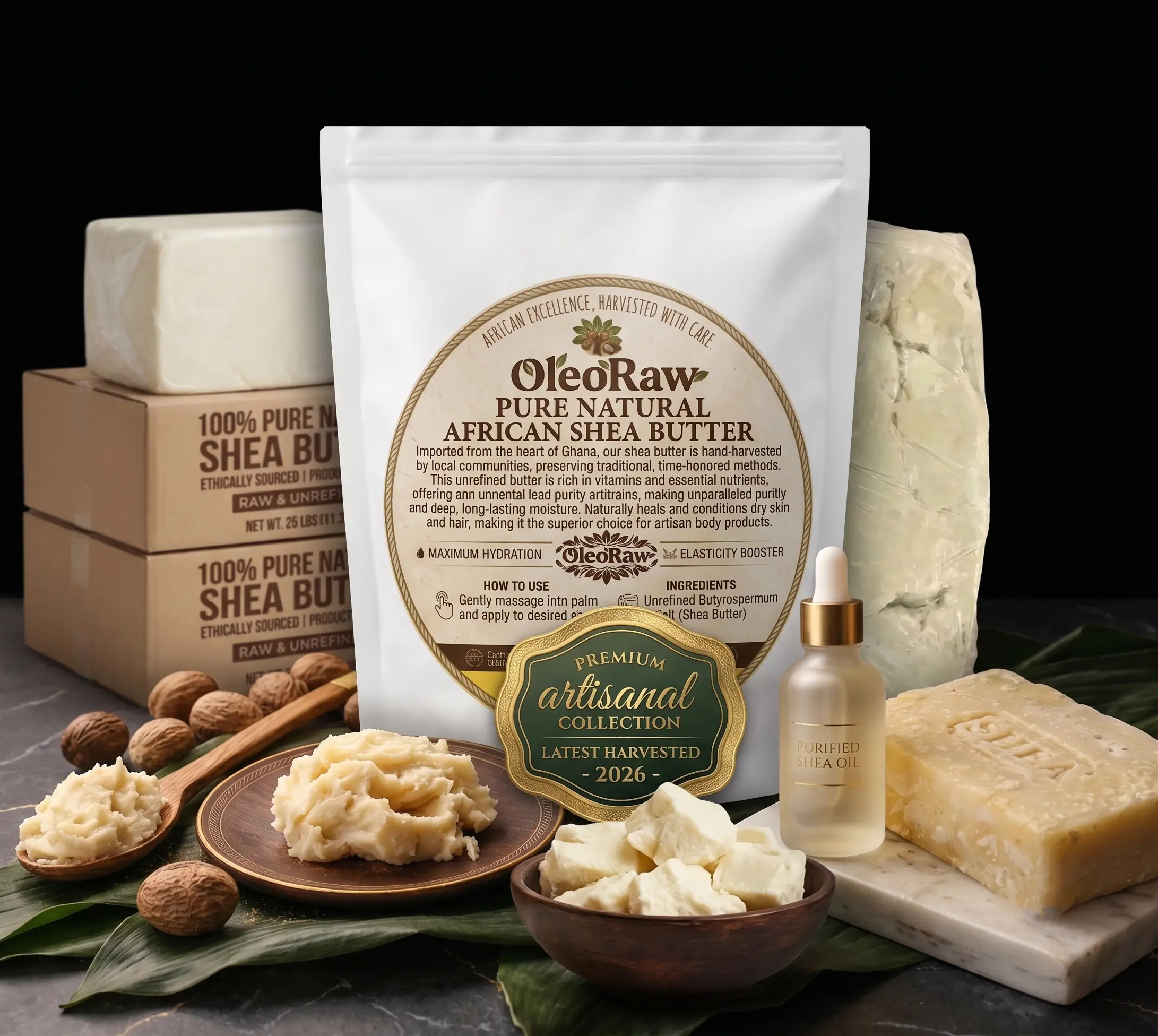 100% Pure Raw Unscented African Shea Butter - Solid Body Care Moisturizer for Deep Hydration, Nourishing Sensitive Dry Skin (Rich in Vitamins A & E, Eczema & Stretch Marks Support)