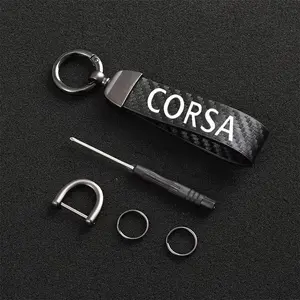 Opel Corsa Carbon Fiber Car Keychain Set, Premium Auto Modification Key Fob with Screwdriver & Rings, Durable Design for Everyday Use