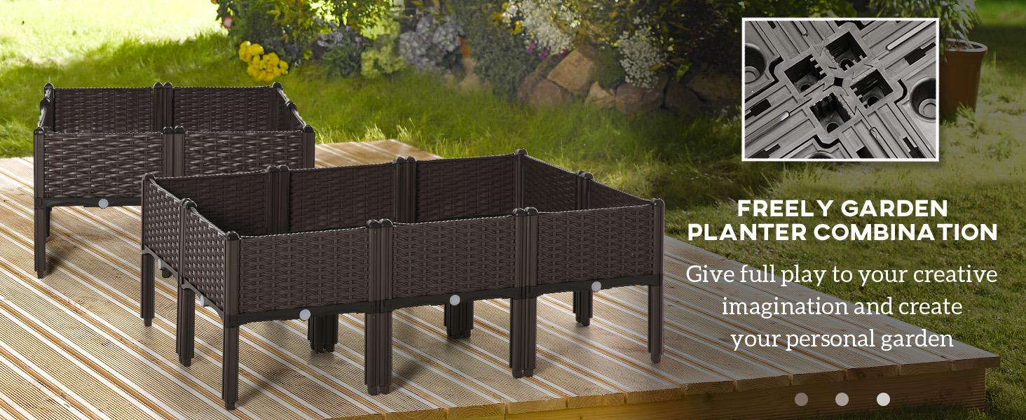 Plastic raised garden bed, 3 raised planters with legs, height 14.5inch, used for growing vegetables, fruits, flowers, and herbs both indoors and outdoors