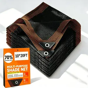 10x20FT Black Durable Mesh Tarp Sun Shade Net with Grommets, 70% Sunblock Sunscreen Fabric for Plants Cover, Greenhouse, Patio