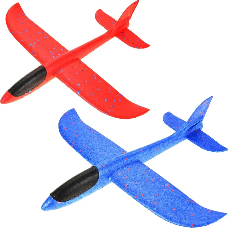 17.5" Toy Throwing Foam Airplane | 2 Pack of Foam Gliding Airplane | Outdoor Sports Toys and Party Favors Bubble Plane Hand Throw flying spinner