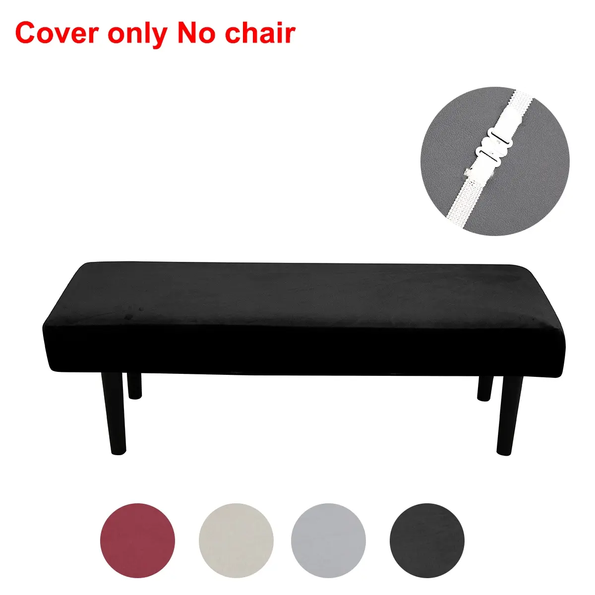 Silver Fox Velvet Bench Seat Cover, Stretchable & Easy Wash, Ideal for Home, Hotel, Party, Restaurant, Fashion Furniture Protector, Removable Washable Slipcover