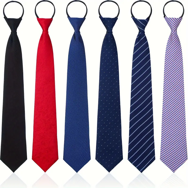 6pcs Zipper Tie, Suitable for Men And Women with Adjustable Ties, Suitable for School Uniforms, Graduation, Business Weddings (Fresh Style)