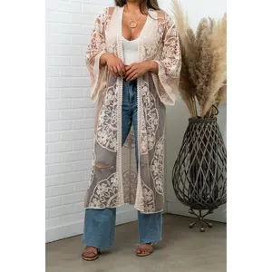 Nadia Mesh Embroidered Boho Lace Kimono