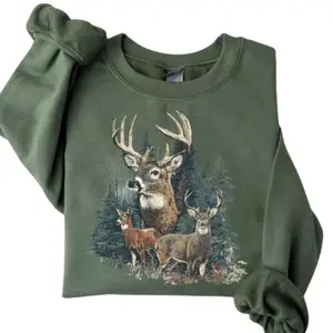 Deer Sweatshirt, 90's Retro Fall Buck And Doe Deer Sweater, Americana Nostalgia Crewneck, Cozy Hunter Shirt, Cozy Trad Wife Tee, Hunter Gift