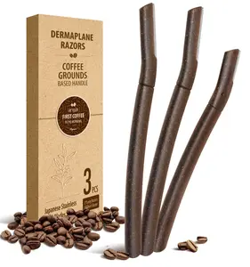 Dermaplane Razor for Face, (3 Count) Professional Dermaplaning Tool with Coffee Grounds Based Handle, Facial and Eyebrow Hair Removal