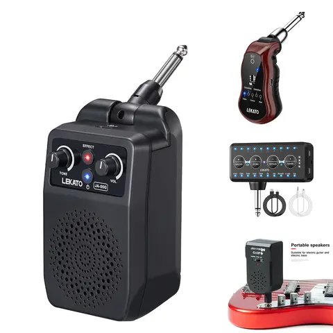 LEKATO JA-05G Guitar Amp, Bluetooth Amp, 5W Portable Mini Electric Guitar Amp with Built-in 4 Effects, Clean Distortion Overdrive Reverb, Rechargeable Small Guitar Amp for Practice (Free shipping)
