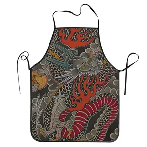 1 pc Unisex Fashion Japanese Irezumi Tattoo Inspired Dragon Bib Apron Women Men Chef Tablier Kitchen Chef Cooking Baking Bib Kitchen Baking