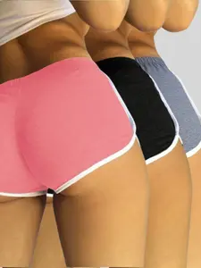Daily casual sports home essential slim-fit women's Athletic shorts three-piece set Fitness activewear