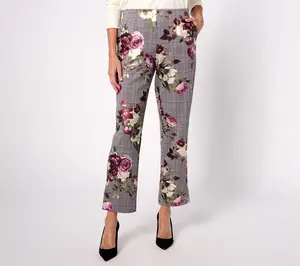 QVC Women's Petite Straight-Leg Ankle Pants with Hem Vent